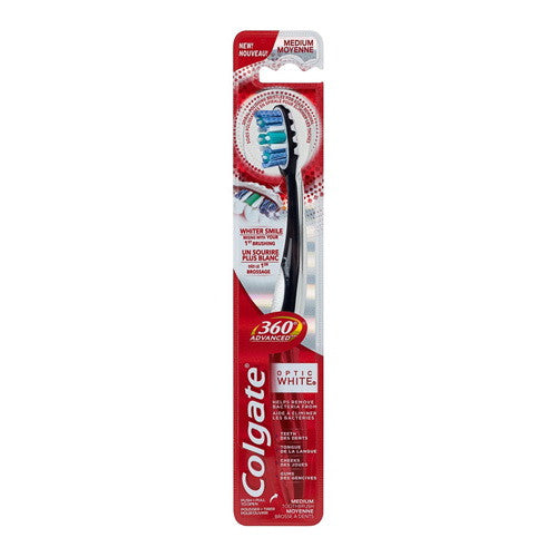 Colgate 360 Advanced Optic White Medium Toothbrush, 1 Ea